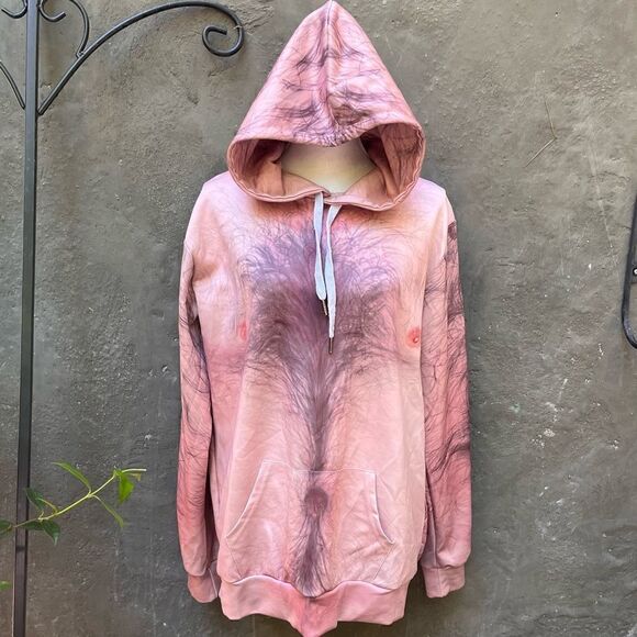 NAKED HAIRY DAD BOD GAG GIFT HOODIE SIZE LARGE - Picture 2 of 13